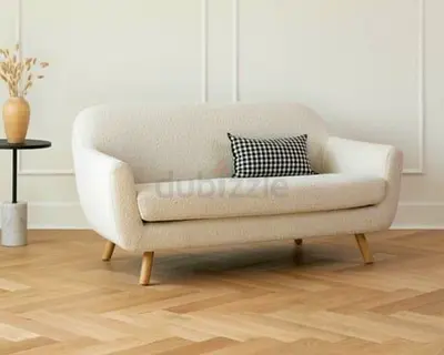 Modern Cream Boucle 2-Seater Sofa