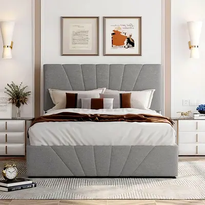 Brand new velvet fabric queen size Bed Frame with medical mattress