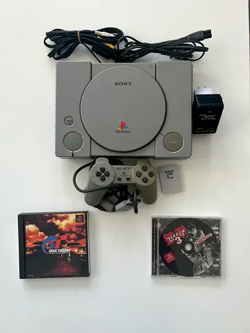 Ps1 Japan Import with 2 games,memory card transformer ready to play