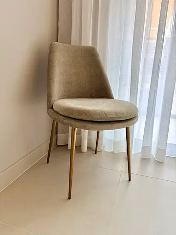 Grey Dining/Accent Chair with Brass Legs