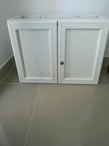 Aluminum White Wall-Mounted Double Cabinet Doors (Pair) - Good Condition