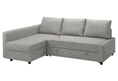 Light Grey L-shaped Fabric Sofa with Storage and Chaise. Pick up only