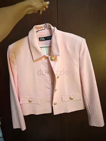 Zara light pink cropped blazer jacket, size M