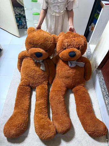 Set of 2 Large Brown Teddy Bears - Soft, Used, Great for Kids