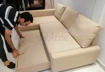 Comfortable 3-Seater Beige Sofa Bed with Pull-out Mechanism