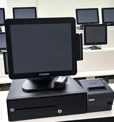 Used POS touchscreen terminal complete set cash box  printer - good working condition