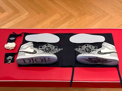 Pre-owned Dior x Air Jordan 1 High Sneakers - Grey/White, Size 44 (EU)