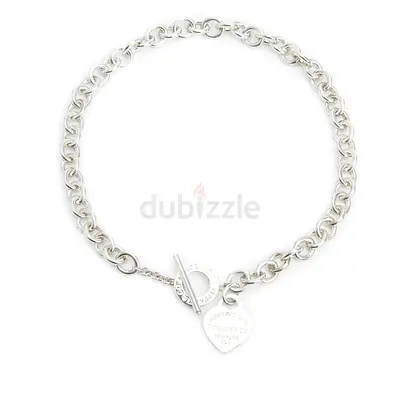 Tiffany Co Sterling Silver Return To Tiffany Heart Tag Necklace with Toggle Clasp