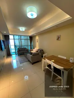 Luxury 1BHK for annual rent in Gulf Towers, Ajman. Master BR, 2 bathrooms, spacious, fully furnished