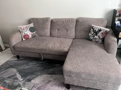 Grey L-shaped 3-seater Sofa with Chaise - Good Condition