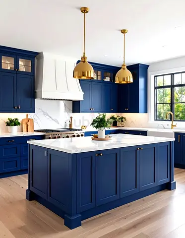 Modern Blue Kitchen Island