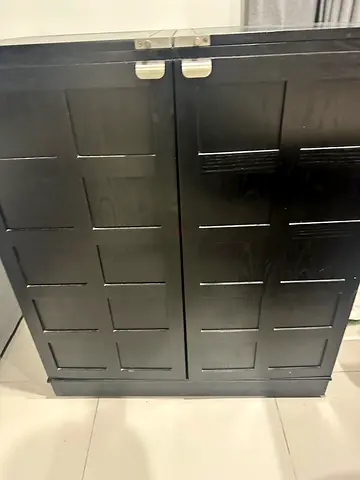 Black wooden bar table with storage drawer - good condition