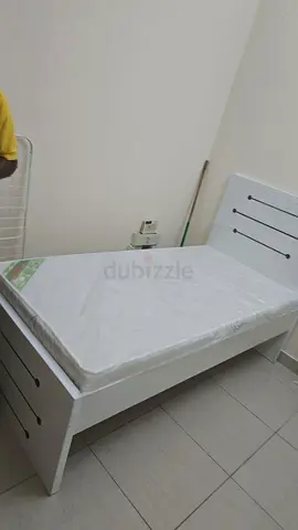 Single white wooden bed frame with mattress - good condition lite used purchased before 2 months