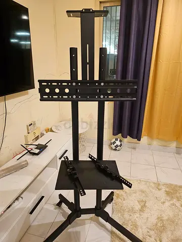 Adjustable Mobile TV Stand / Floor Mount with Shelf - Fits Flat Panels