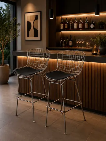 Bertoia Barstools Made with steel and chrome frods,