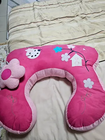 Pink U-shaped Nursing / Feeding Pillow with Flower Design - Good Condition
