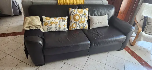 Brown leather sofa