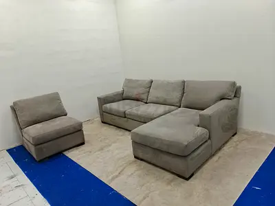 Crate and Barrel Axis gray lshape sofa with single seat