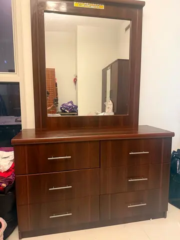 Modern Wooden Dresser with Large Mirror