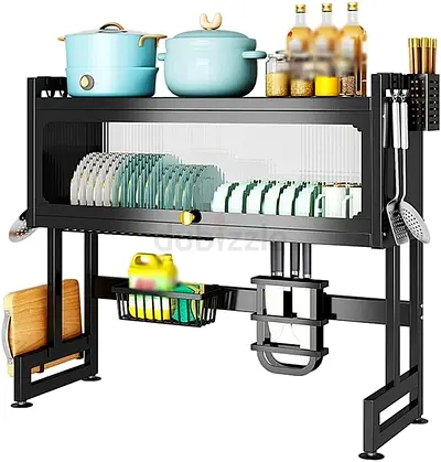 Over-the-Sink steel Dish Drying Rack with Storage Shelves and Utensil Holders ,Free delivery