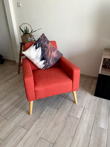Mid-century Modern Single Armchair in Terracotta.