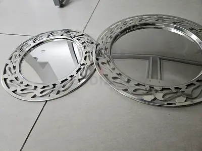 Set of 2 Alessi Decorative Round trays _ for display also with Silver Filigree Frames