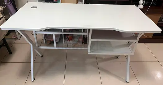 White Study/Computer Desk with Shelves