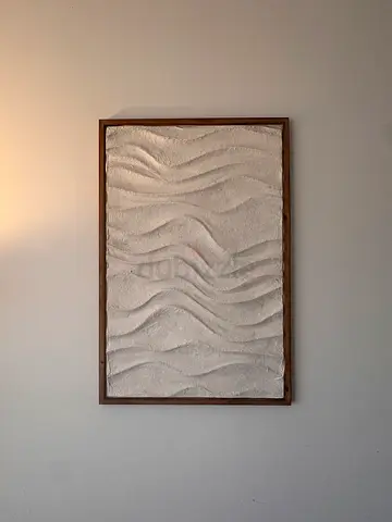 Modern 3D Textured Wall Art – Sand Dune Design – Wooden Frame 90x60cm