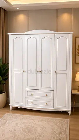 Classic White 4-Door Wardrobe with Drawers