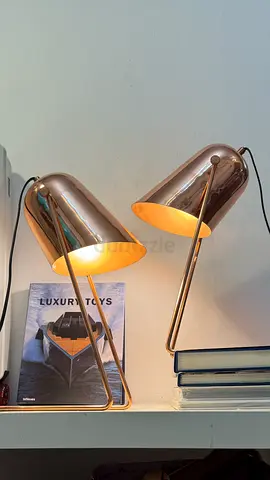 Pair of modern gold table lamps - metal desk lamps