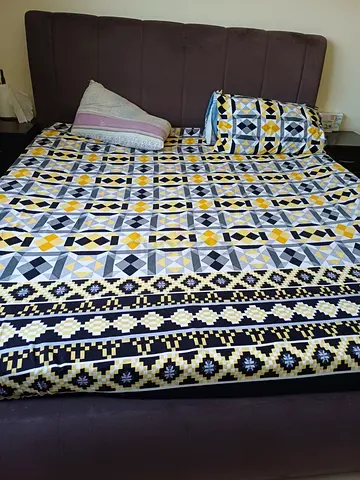 Queen size upholstered bed frame with mattress
