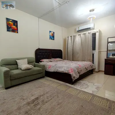 Furnished studio in Al Qulaya, Sharjah with clean furniture, prime location near services, ready to move in and offering comfort and privacy.