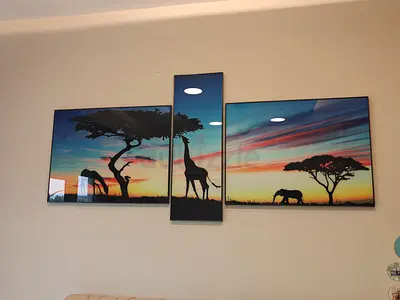 Three-Panel African Safari Wall Art Print - Framed Set