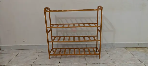 Wooden 4-Tier Shoe Rack / Shelf - Light Brown, Good Condition
