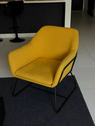 Yellow Modern Accent Armchair with Metal Frame