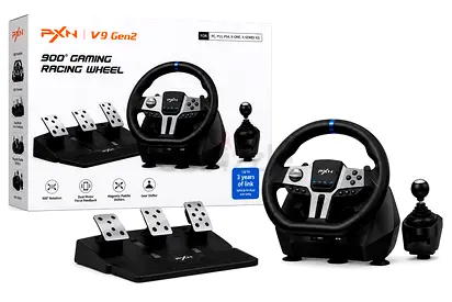 PXN V9 Gen2 900° Racing Wheel with Pedals and Shifter - Compatible PS/PC/Xbox