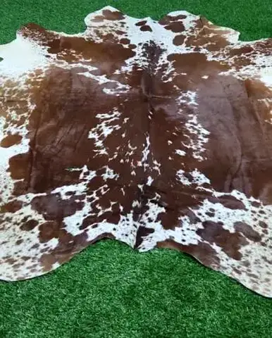 Genuine Brown  White Cowhide Rug - Large Natural Hide