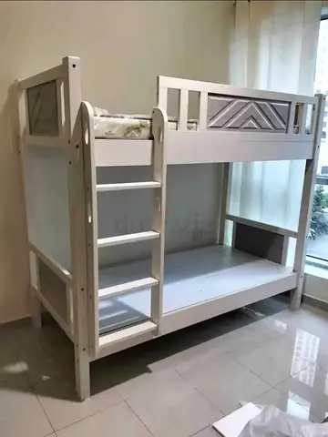 White Wooden Bunk Bed with Ladder - Good Condition