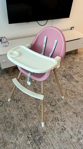 2-in-1 Convertible Baby High Chair with Tray (Set of 2) - Pink