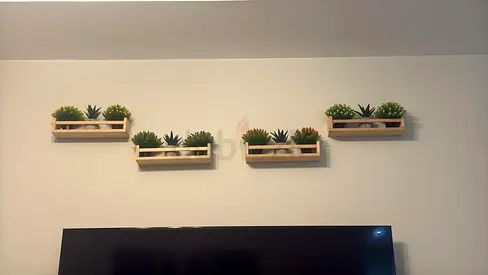 Decorative Wooden Wall Shelves with Artificial Plants