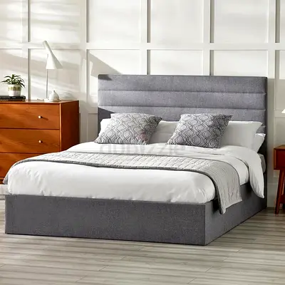 Brand new velvet fabric  queen size Bed Frame with medical Mattress Grey