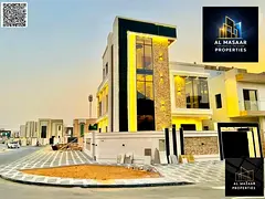 Modern corner villa for sale in Al Yasmin | 5 master bedrooms | 3 floors | Ready to move in