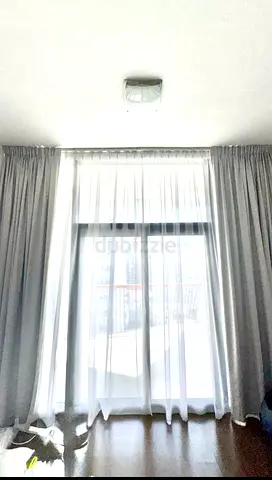 Full-length sheer and blackout curtains set - light gray, ready to hang