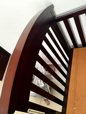 Dark wood baby crib frame with Bed