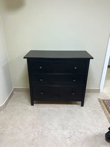 Black 3-Drawer Wooden Dresser / Nightstand - Good Condition