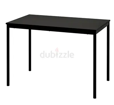 Simple Black Rectangular Dining/Study Table - Metal Legs