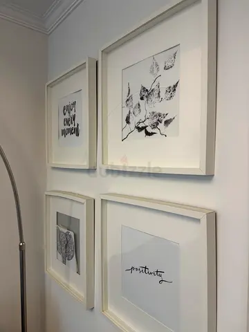 Set of 4 Framed Wall Art Prints - White Designs