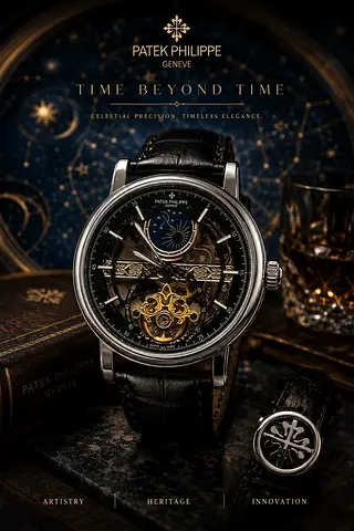 Patek Philippe Skeleton Mechanical Mens Watch with Black Leather Strap