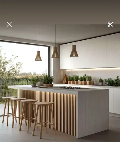 Modern wooden kitchen island