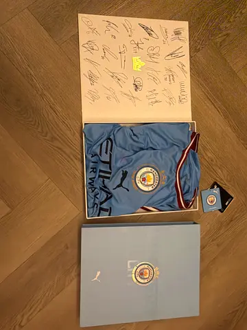 Official Signed Manchester City Home Jersey Treble Winners 22/23 (Boxed) - Puma, Size XL